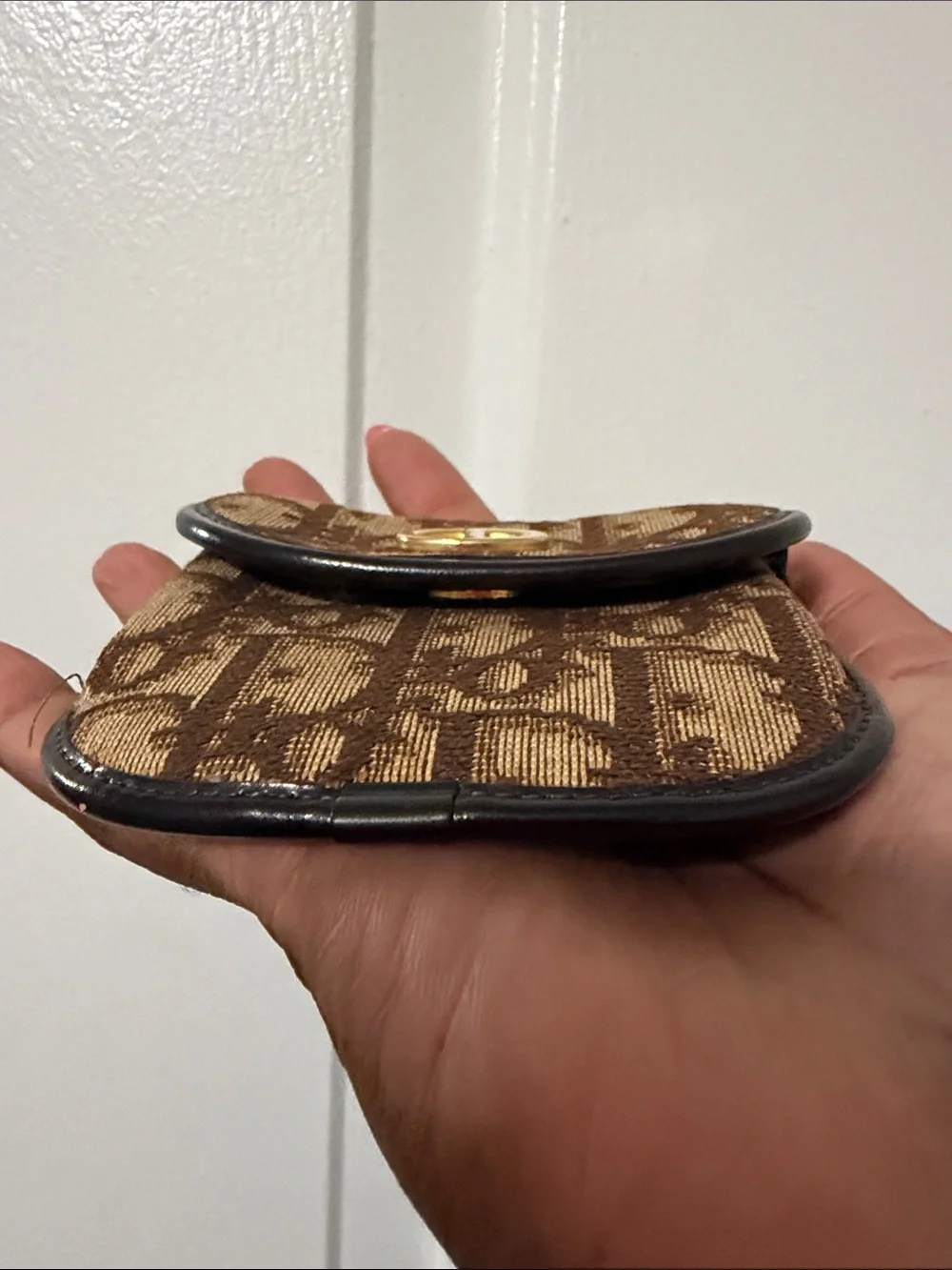 Dior Brown Monogram Foldover Coin Pouch